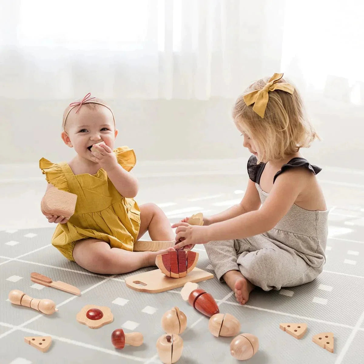Play Kitchen Accessories – Play Food for Play Kitchen: Wooden Cut and Play Food Toys