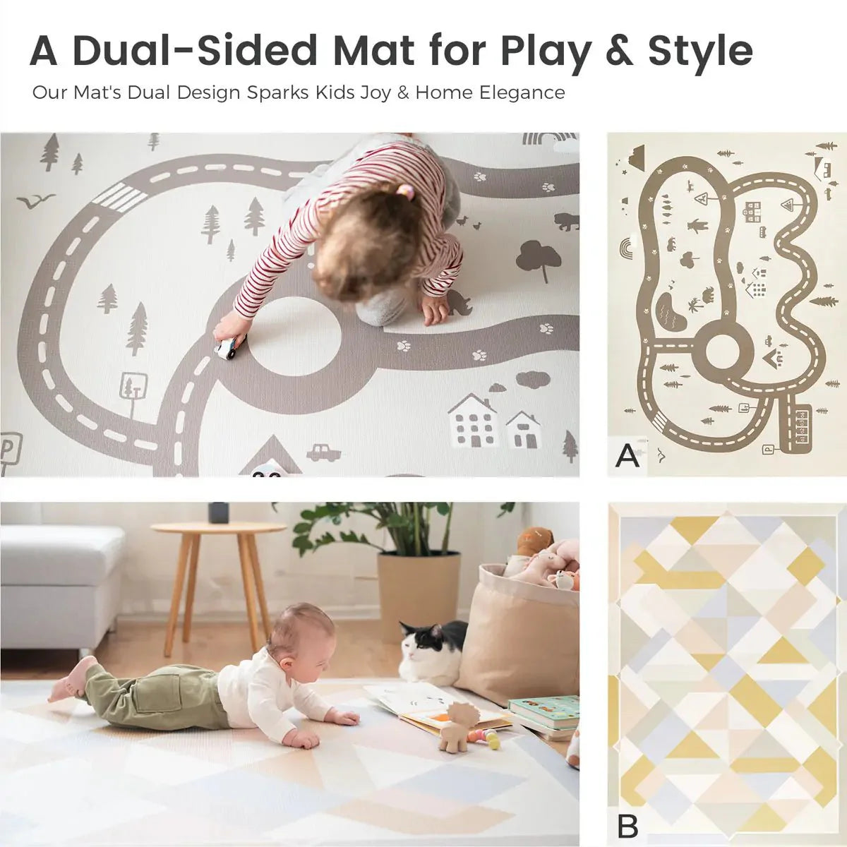 Double-Sided Baby Playmat Urban Zoo Adventure