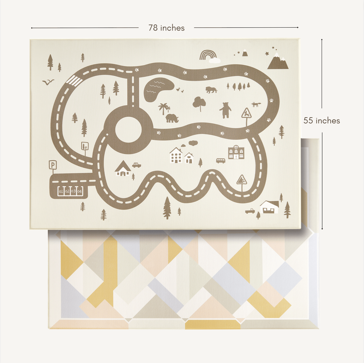 Double-Sided Baby Playmat Urban Zoo Adventure
