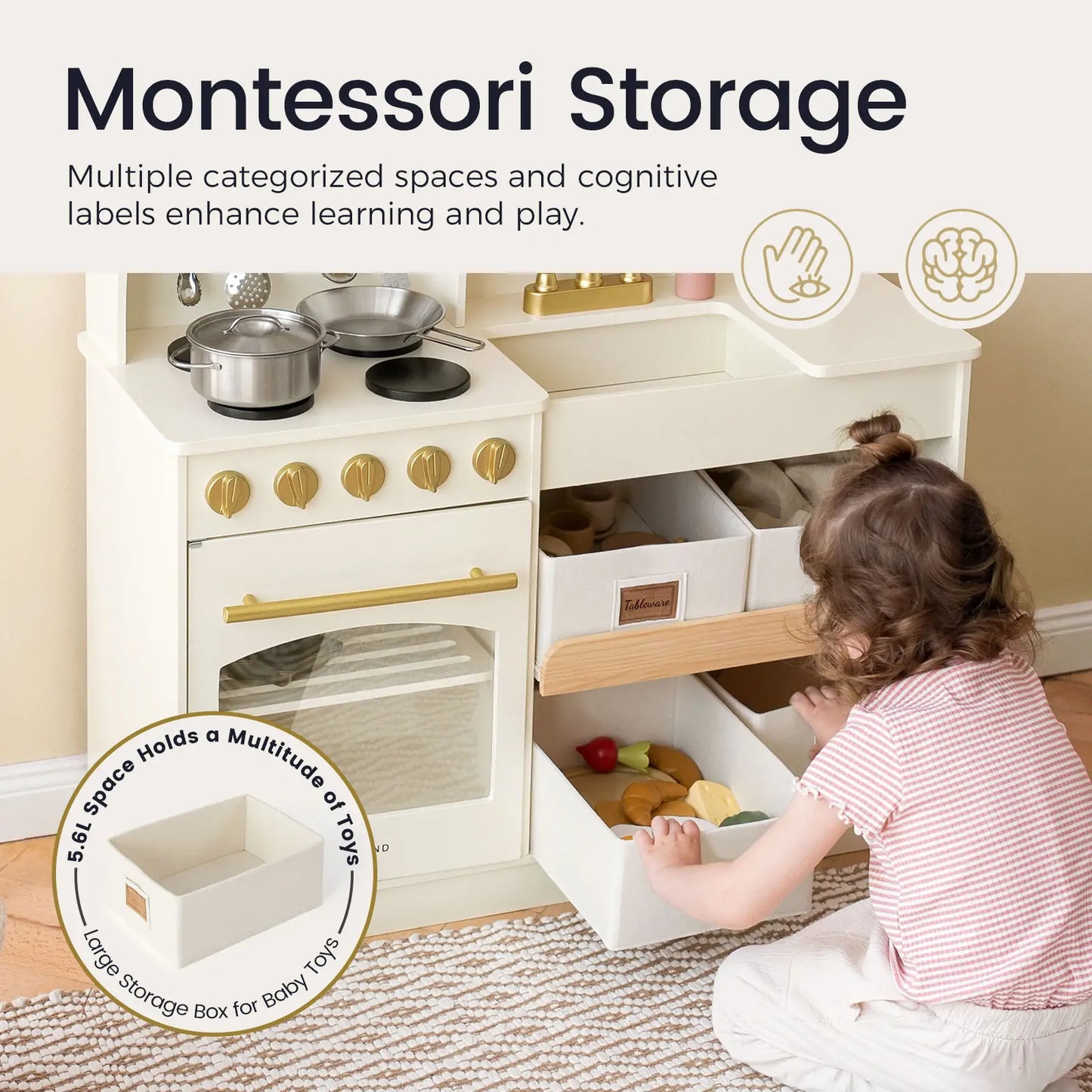 Wooden Play Kitchen with Storage for Creative Toddlers