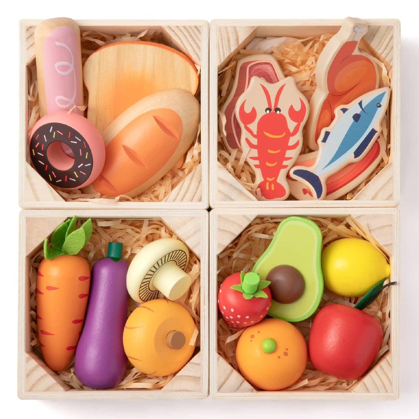Play Kitchen Accessories – Wooden Play Food for Play Kitchen: Pretend Cooking Set for Kids