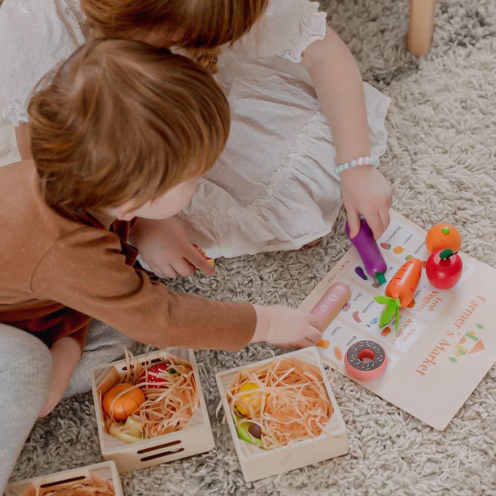Play Kitchen Accessories – Wooden Play Food for Play Kitchen: Pretend Cooking Set for Kids