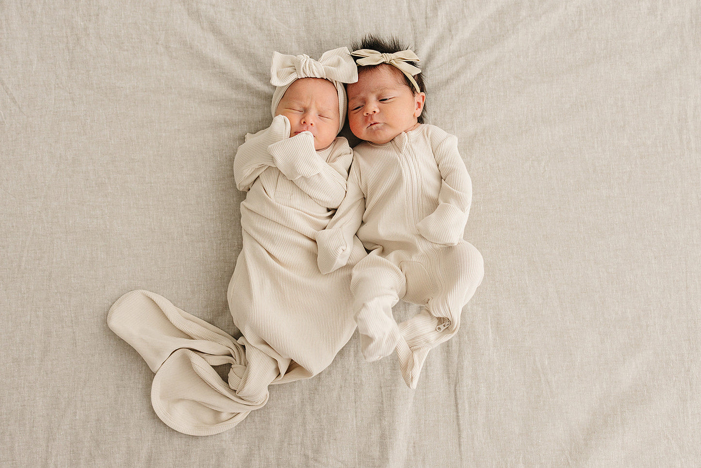 Cream Ribbed Bamboo Knot Gown