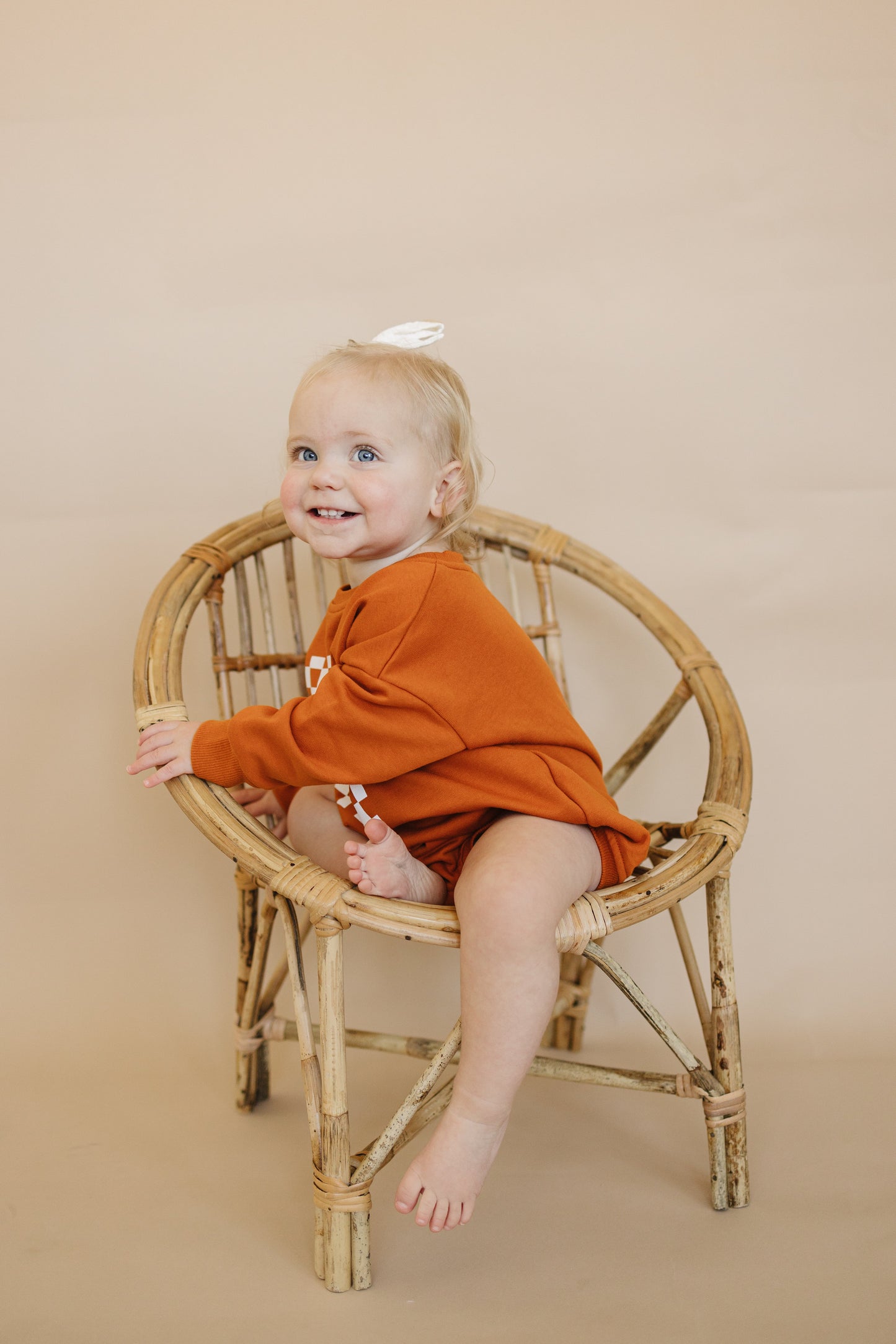 Checkered Ghost Sweatshirt Romper