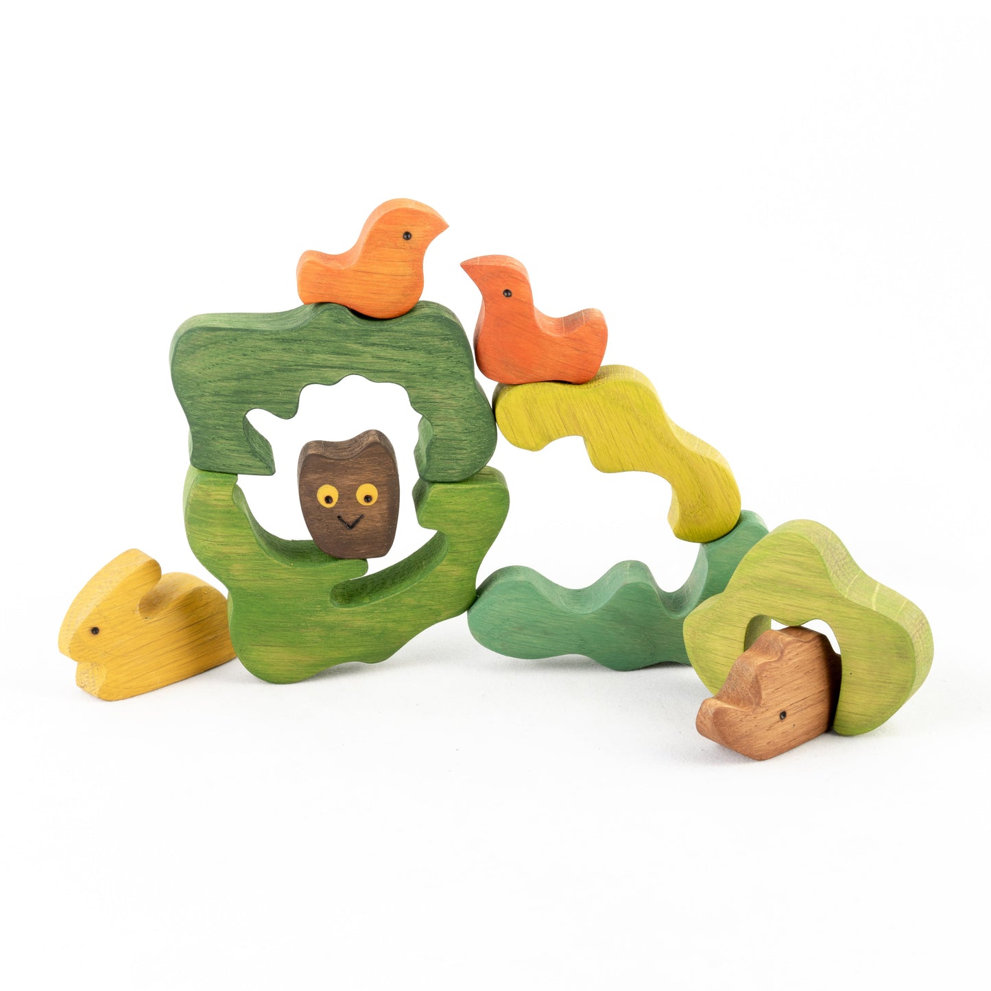 Wooden Hidden Animals Sculptural Blocks Puzzle