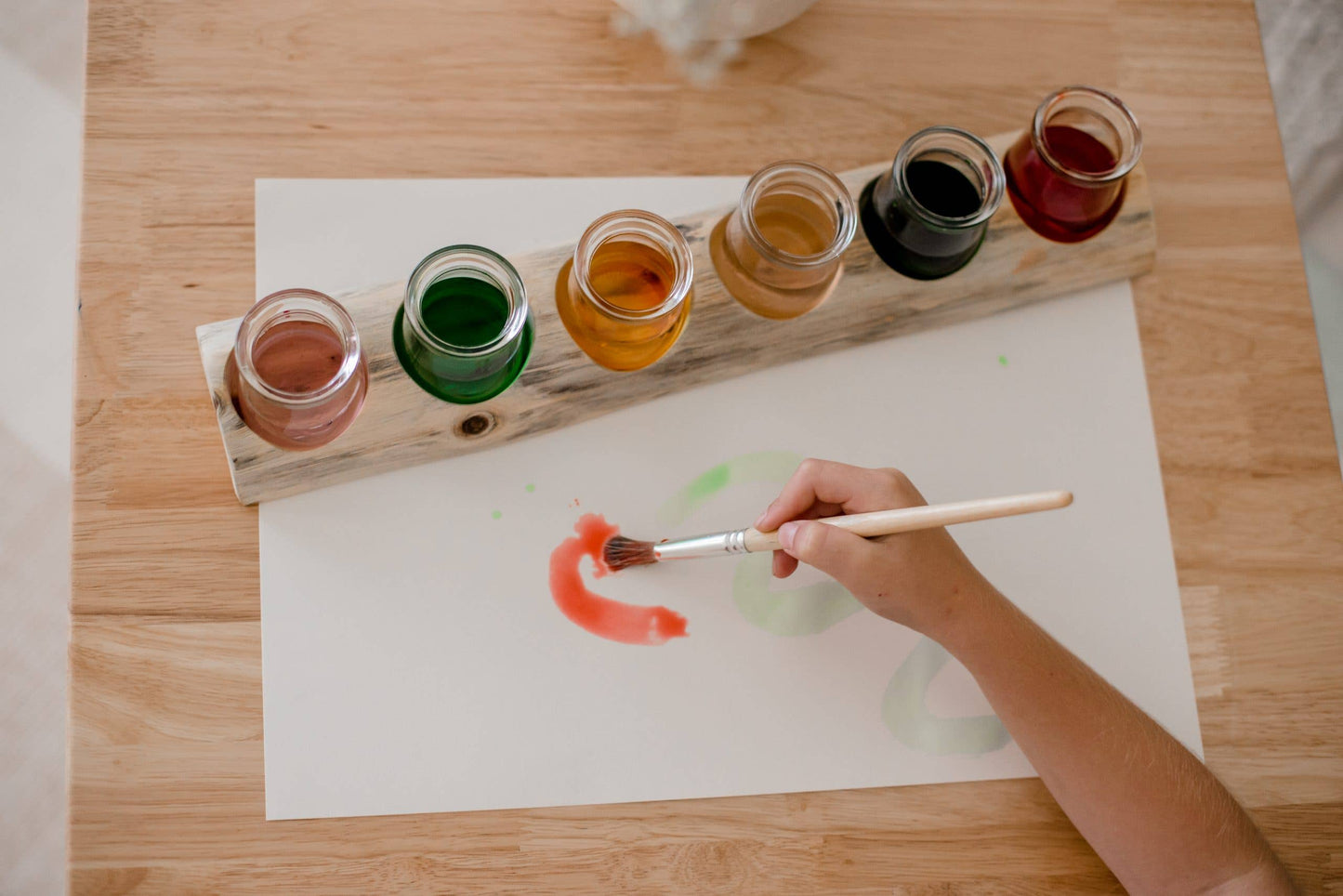 Wooden Paint Pot Holder with Glass Jars