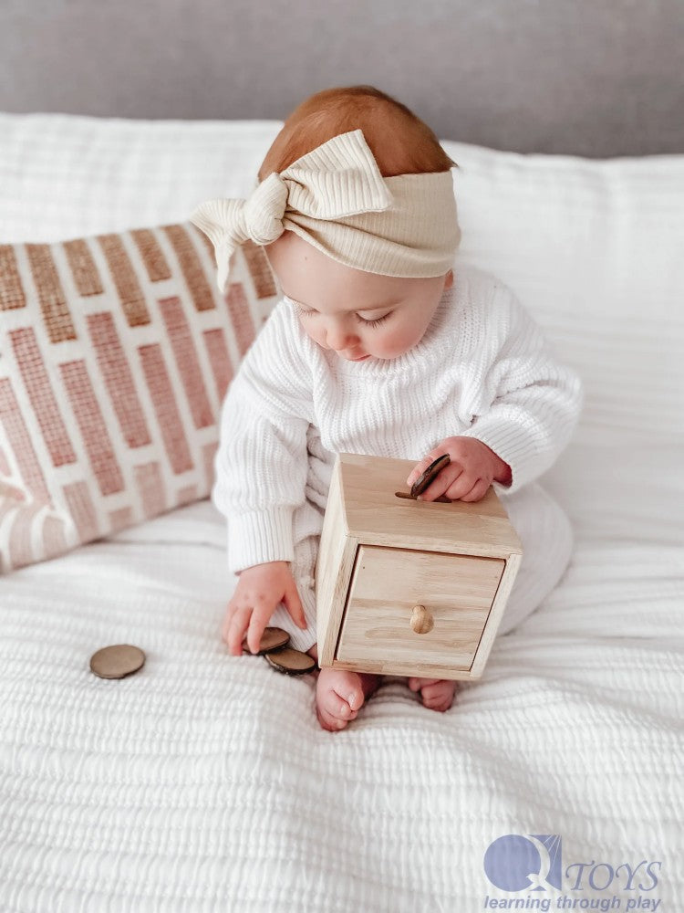 Montessori Wooden Coin Box – Object Permanence Toy