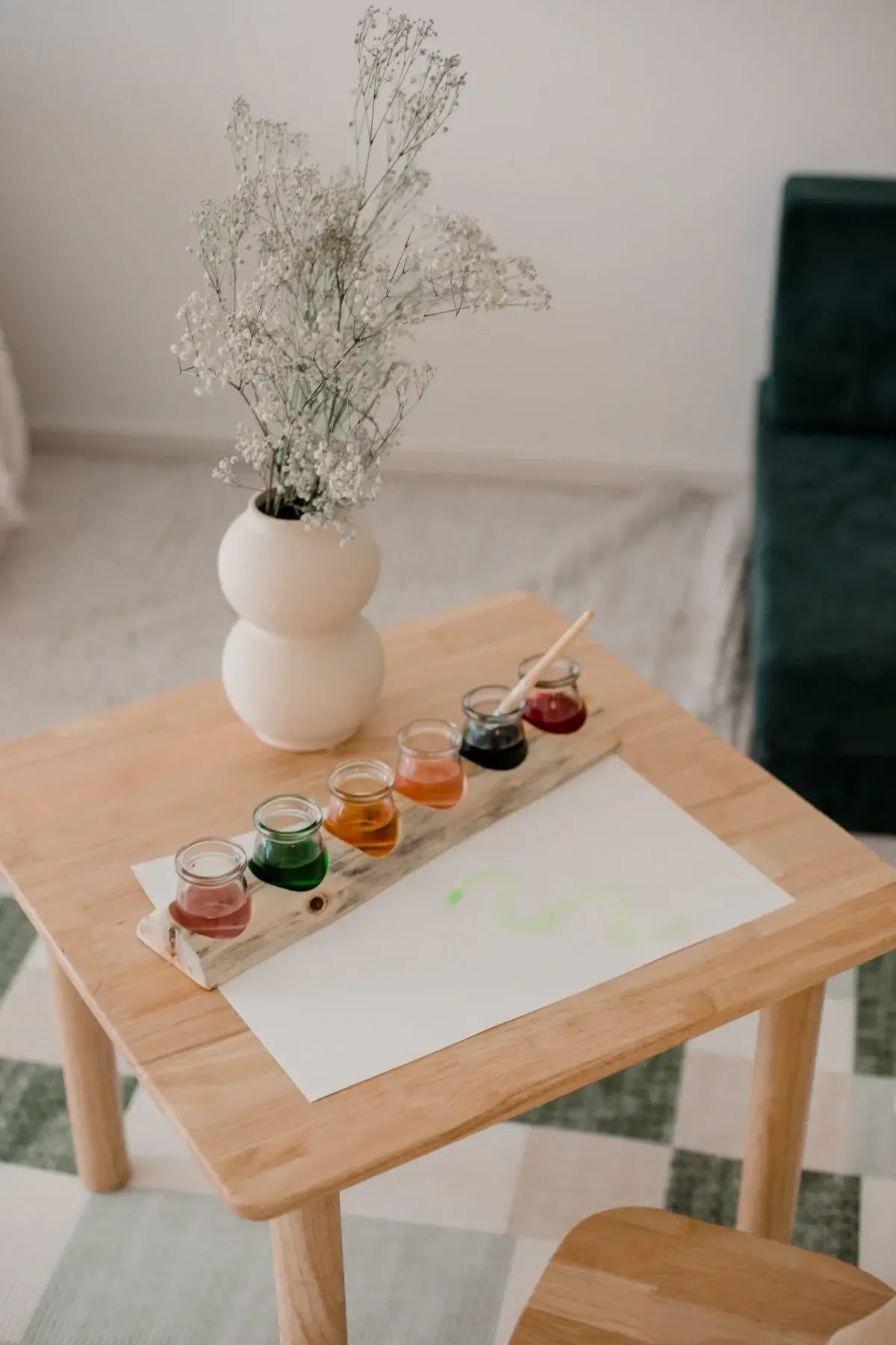 Wooden Paint Pot Holder with Glass Jars