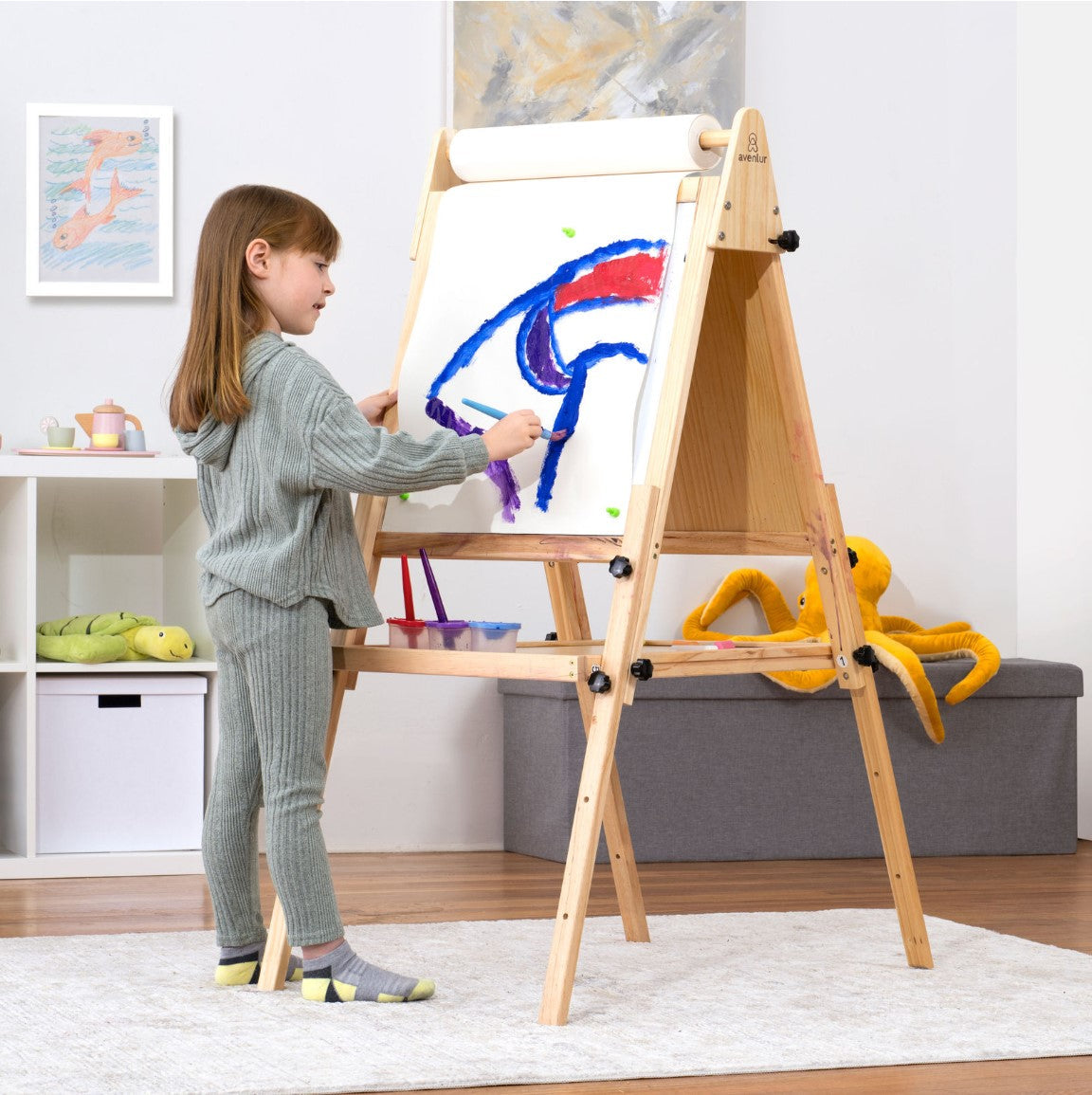 Foldable Kids Easel – 3 Adjustable Heights, Art Station for Drawing & Painting