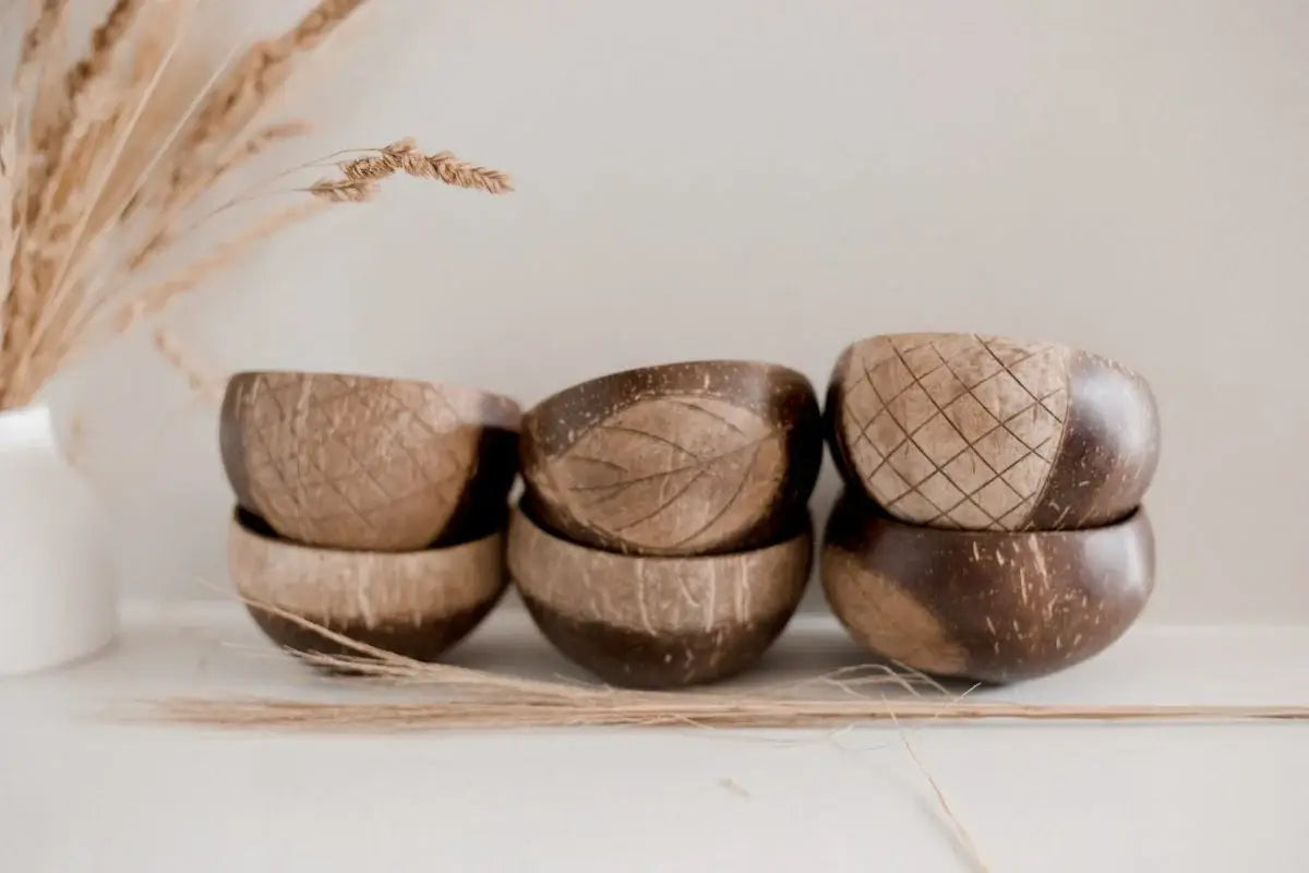 Patterned Coconut Bowls – Set of 6