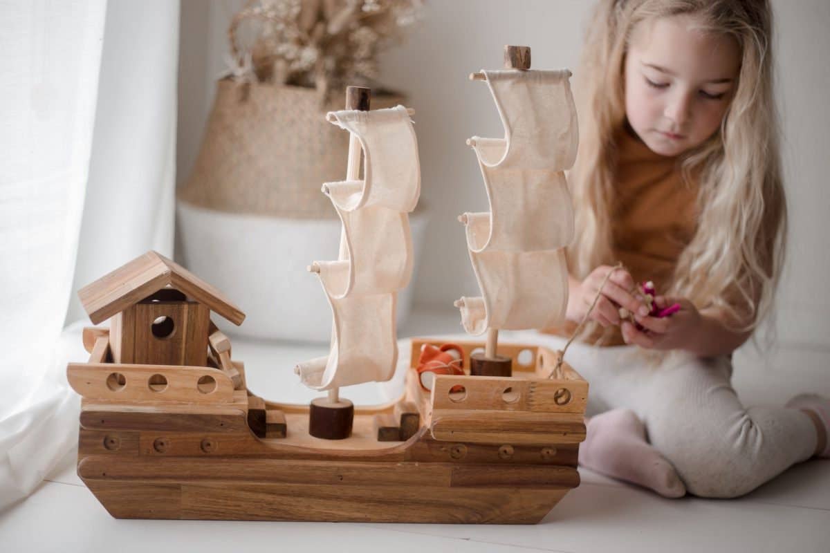 Handcrafted Wooden Pirate Ship Play Set