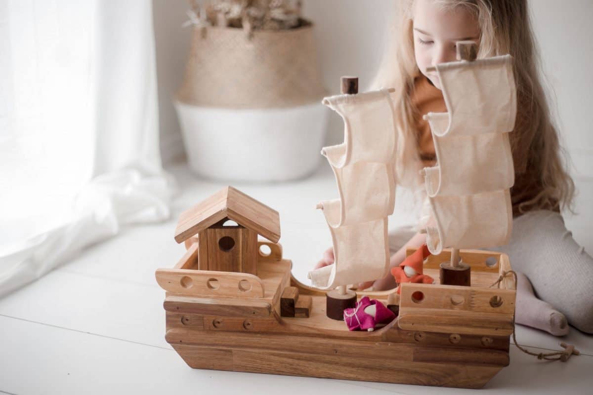 Handcrafted Wooden Pirate Ship Play Set
