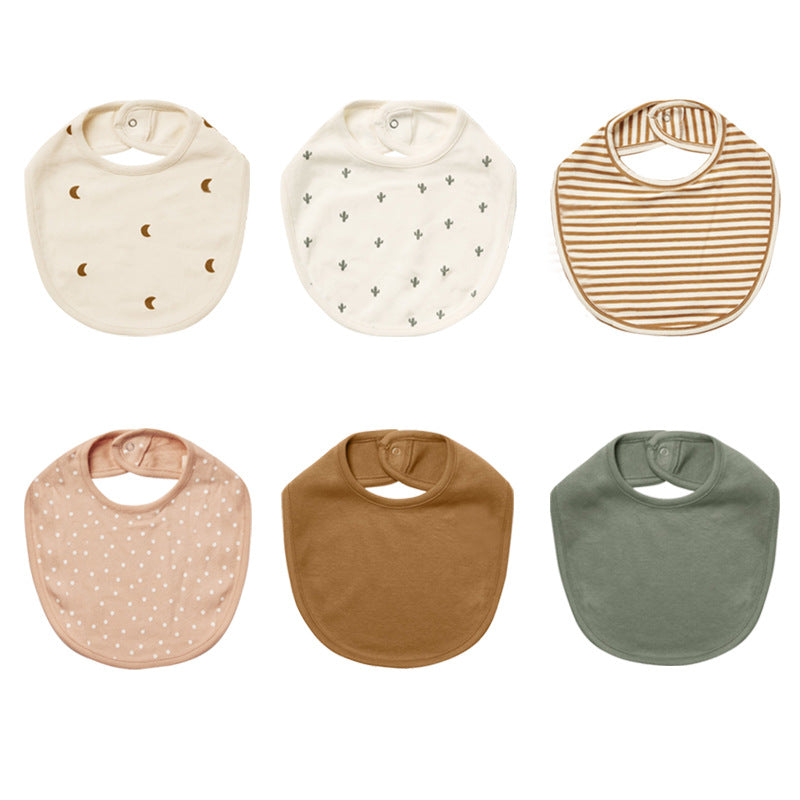 Soft Cotton Button Bib Set – Neutral Earth Tones