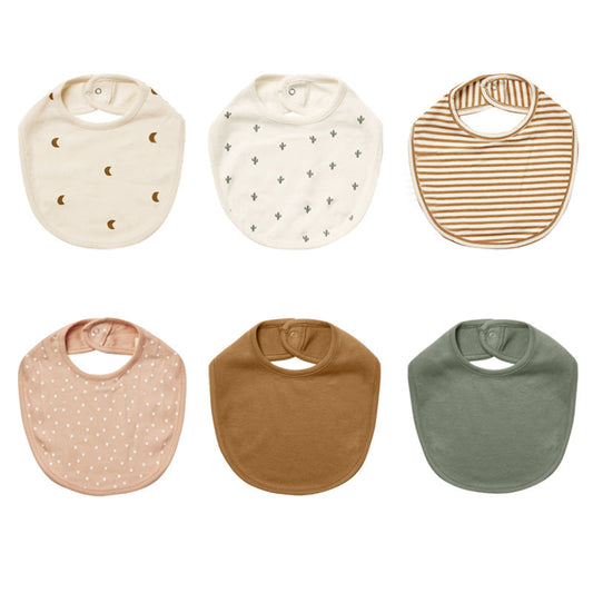Soft Cotton Button Bib Set – Neutral Earth Tones