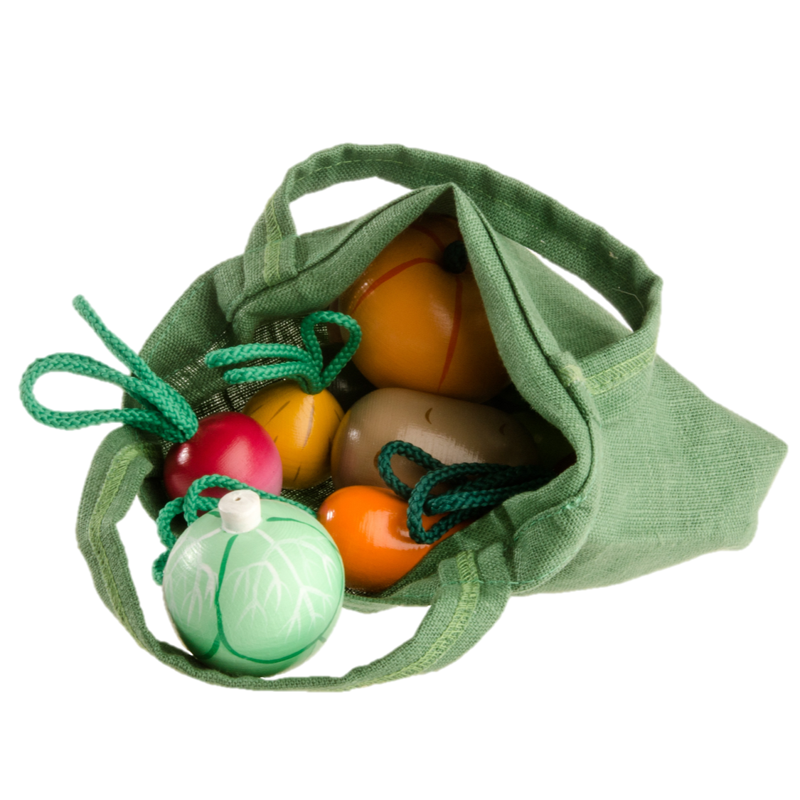 Wooden Play Vegetables with a Tote