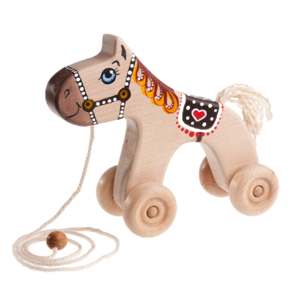 Wooden Horse Pull toy painted