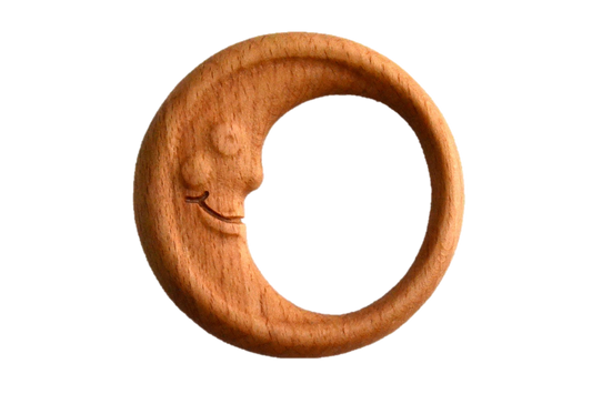 Wooden Rattle Teether — Moon Teething Ring