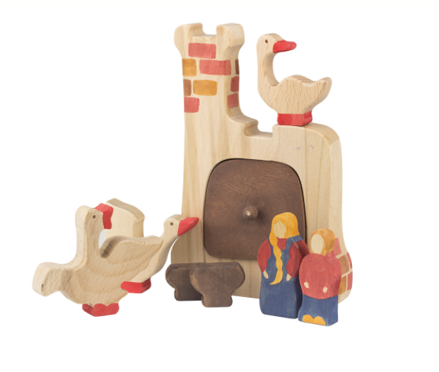 Wooden Brick Oven Toy with Figurines