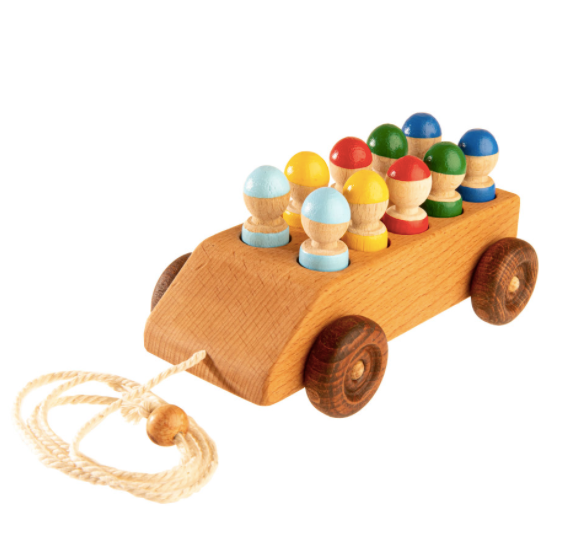 Wooden Car with Colorful Pegs