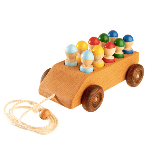 Wooden Car with Colorful Pegs