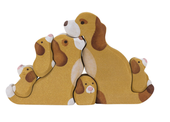 Wooden Dogs Toy Puzzle Set