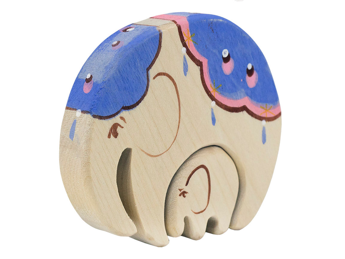 Wooden mama elephant with baby puzzle