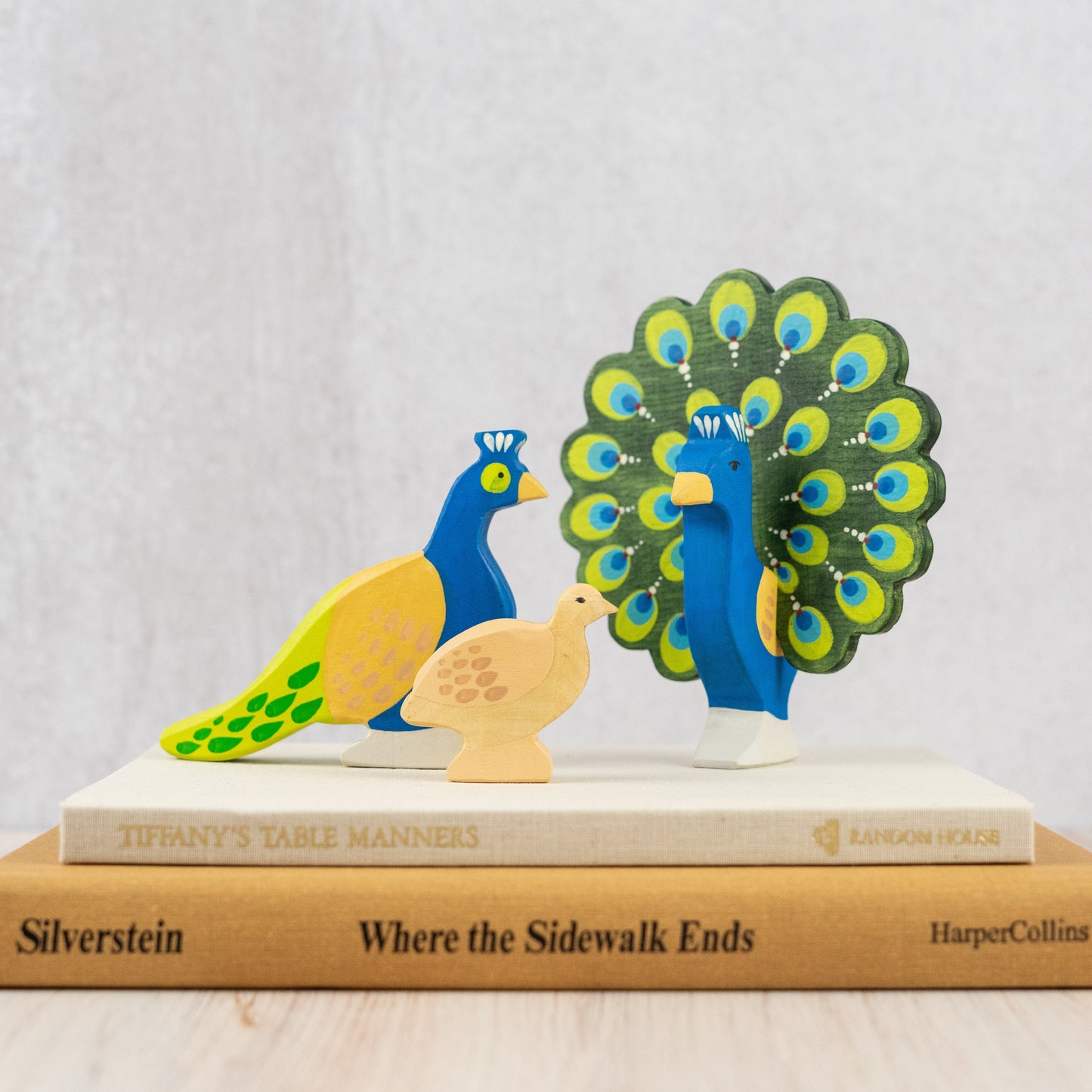 Wooden Peacock  Family set of 3